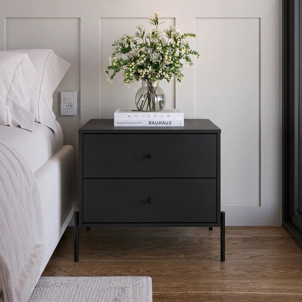 ペプシ Mesa de Cabeceira 2 Gavetas Jasper 64 cm - Preto Fosco – HOMEDOCK