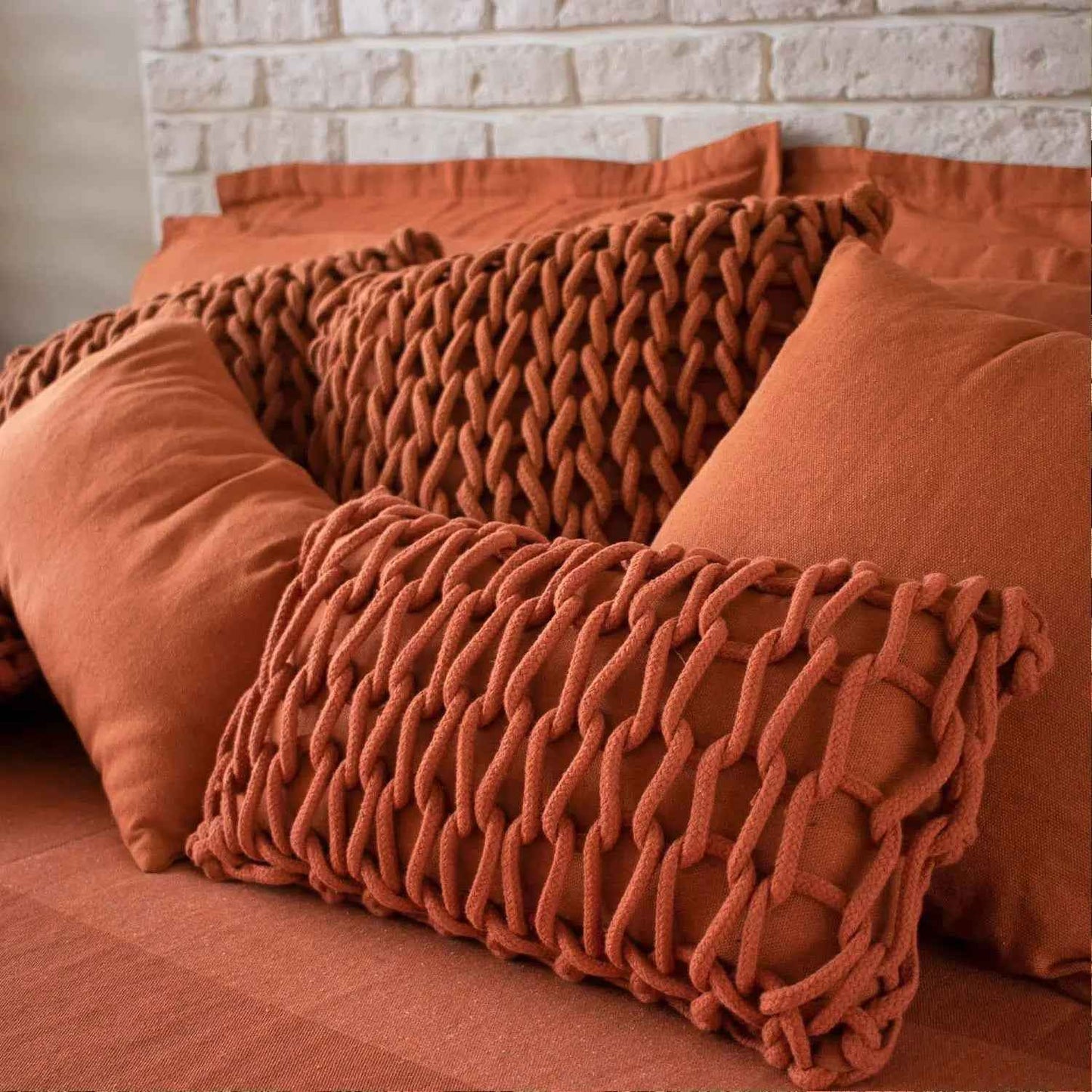 Almofada Sapé Macro Crochê Telha 50 x 30 cm