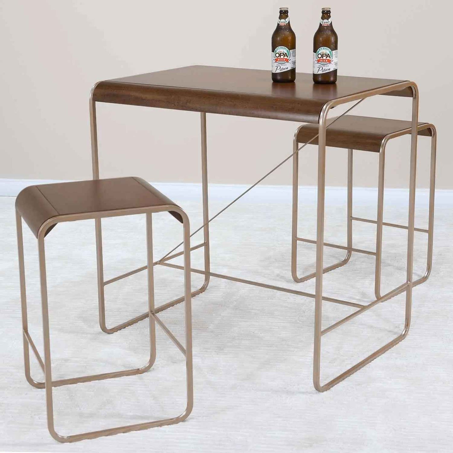 Banqueta Arlon - Natural c/ Cobre