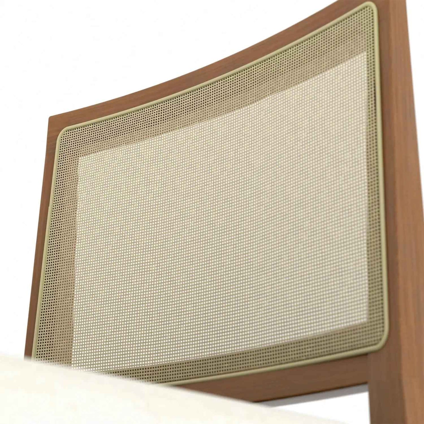 Banqueta Marla - Linho Off White c/ Madeira Natural