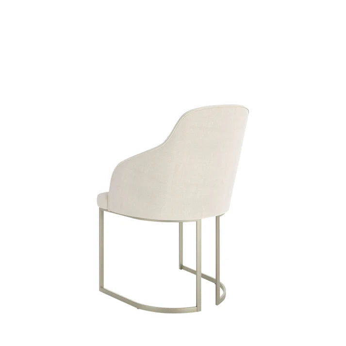 Conjunto de Jantar Mesa Redonda com Vidro Cloe 4 Cadeiras Abany Off White Fosco c/ Linho Mescla Cru