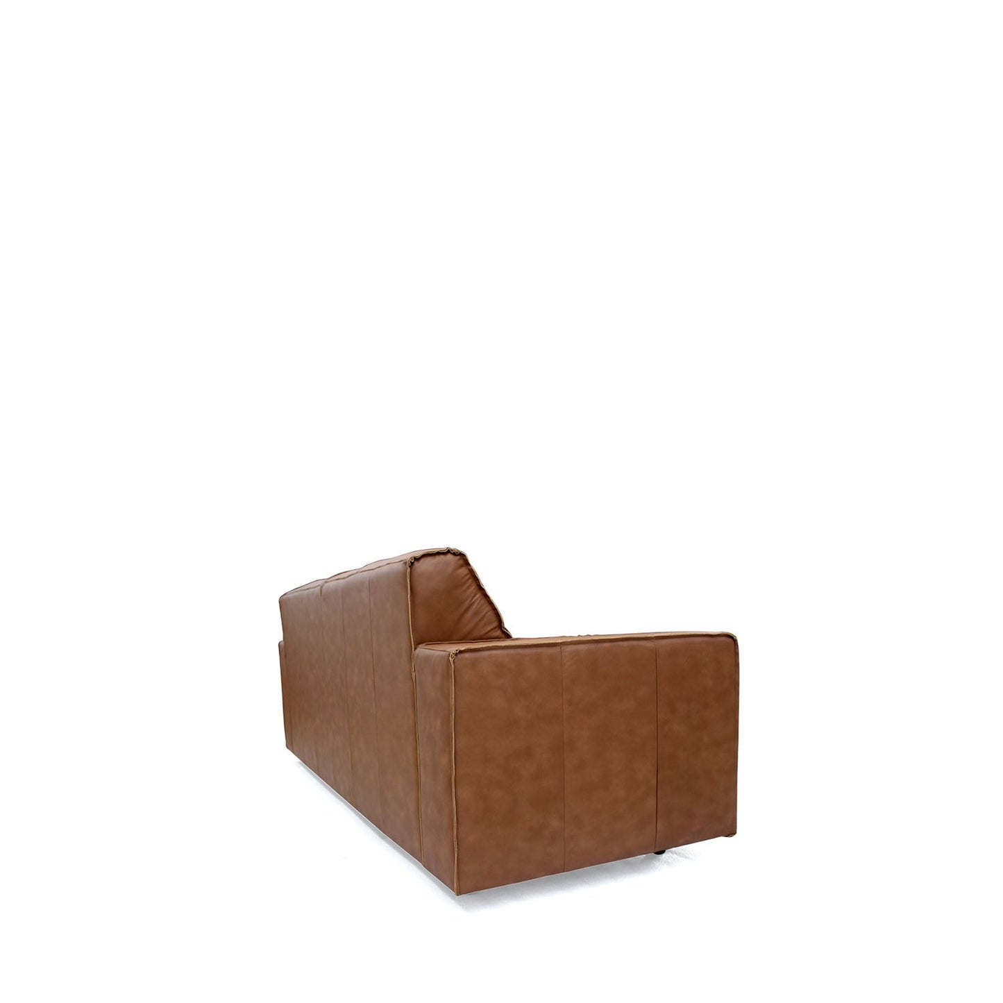 Homedock Sofá Wood 208 cm - Couro Caramelo Minuano