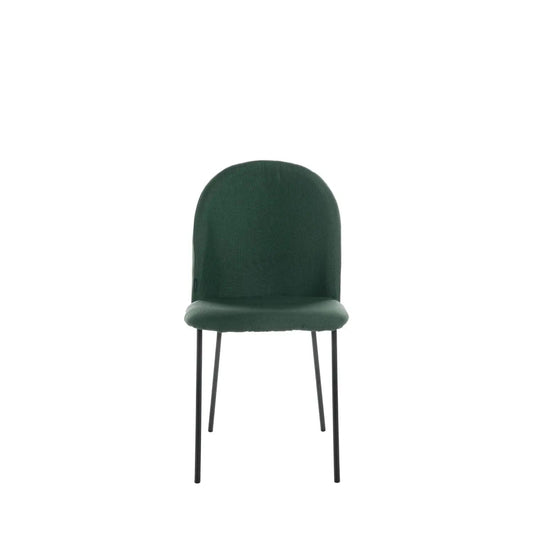 Cadeira de Aço Estofada Gibbs - Preto c/ Linho Verde