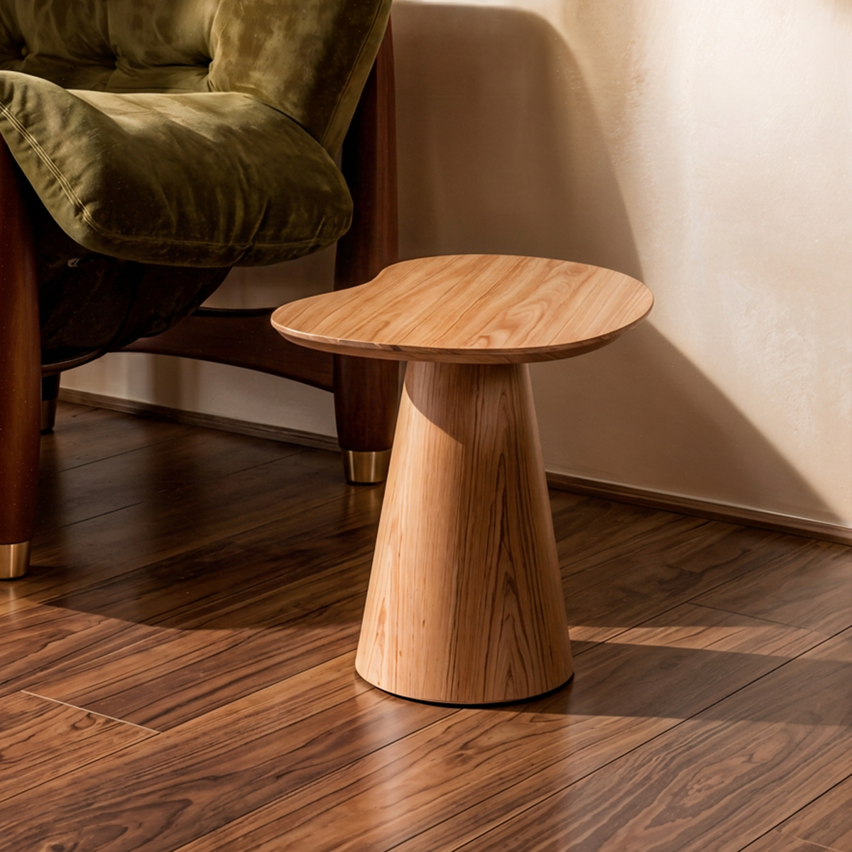 Mesa Lateral com Tampo Orgânico de Lâmina de Madeira Tellina 46 cm - Mel