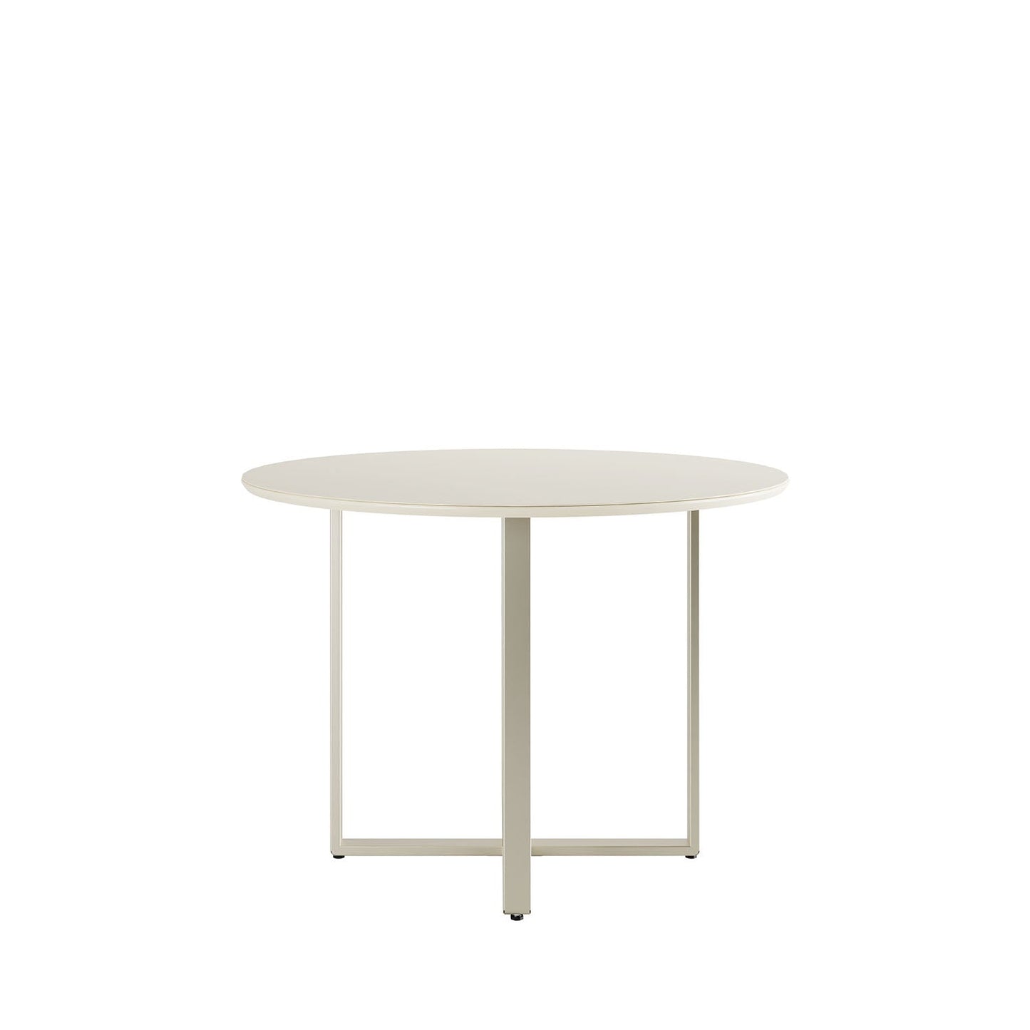 Homedock Mesa de Jantar Redonda com Vidro para 4 Lugares Arcádia 108 cm - Champanhe c/ Off White Fosco Móveis Província