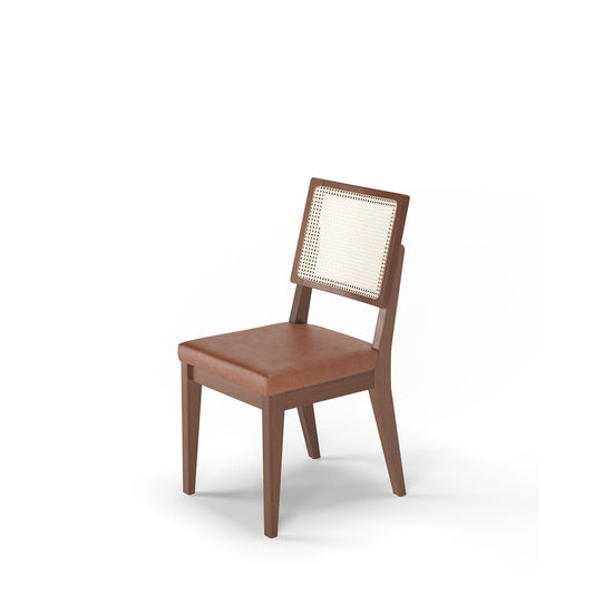 Cadeira com Palhinha Saga - Natural c/ PU Caramel
