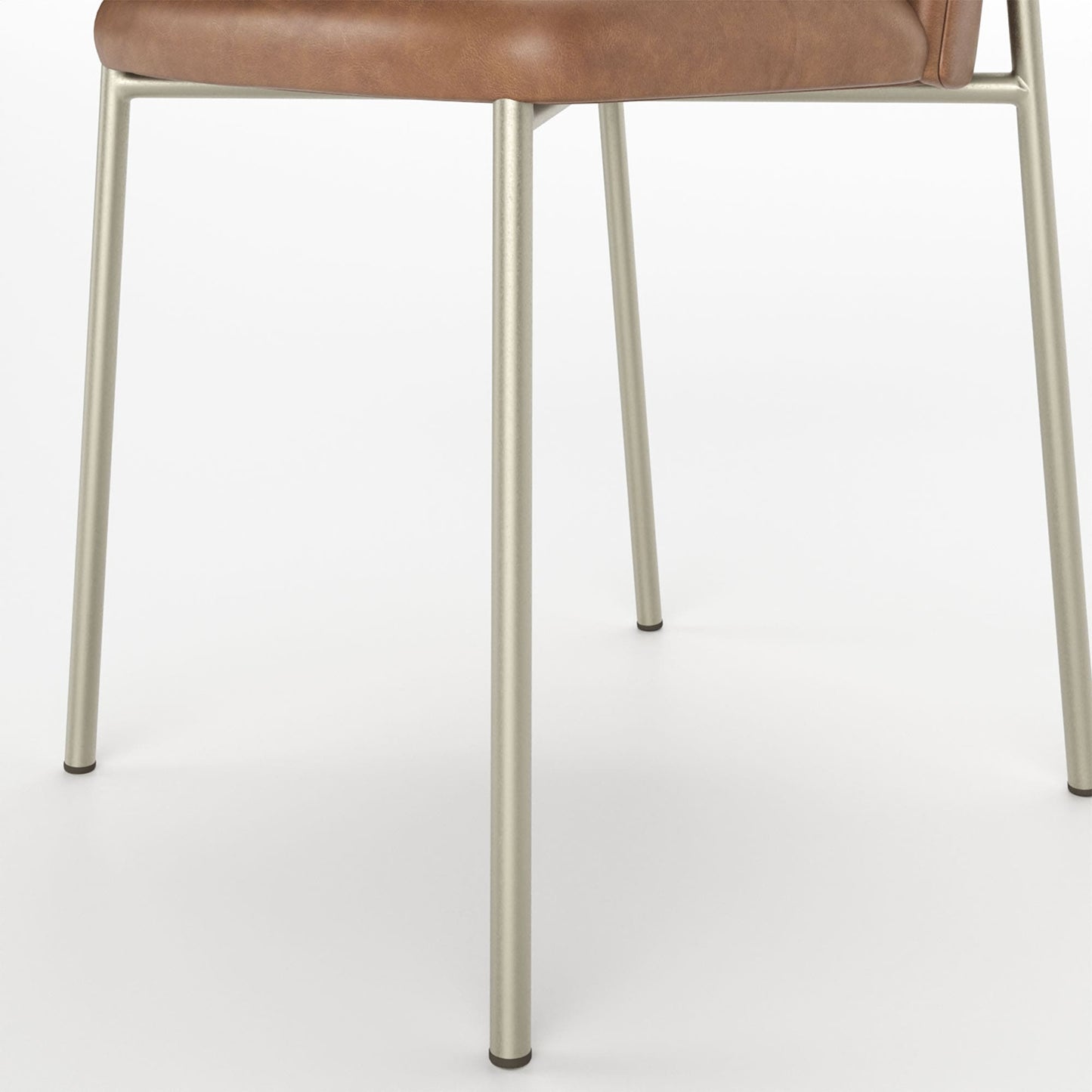 Conjunto de 2 Cadeiras de Aço Estofada Lucille - Champanhe c/ PU Caramelo