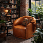 Poltrona Giratória Estofada Maia - PU Caramelo