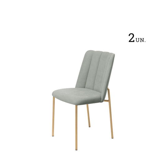 Homedock Conjunto de 2 Cadeiras Elis - Dourado c/ Soft Sálvia Móveis Província