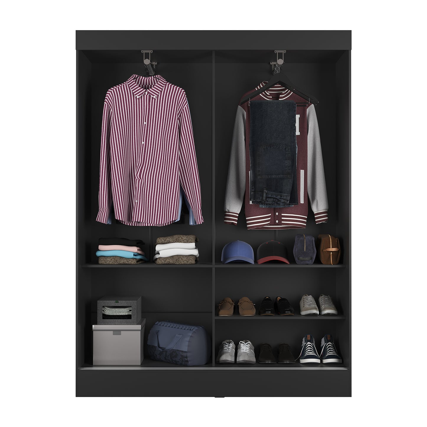 Guarda-Roupa Solteiro 2 Portas de Correr Harry 135 cm - Preto