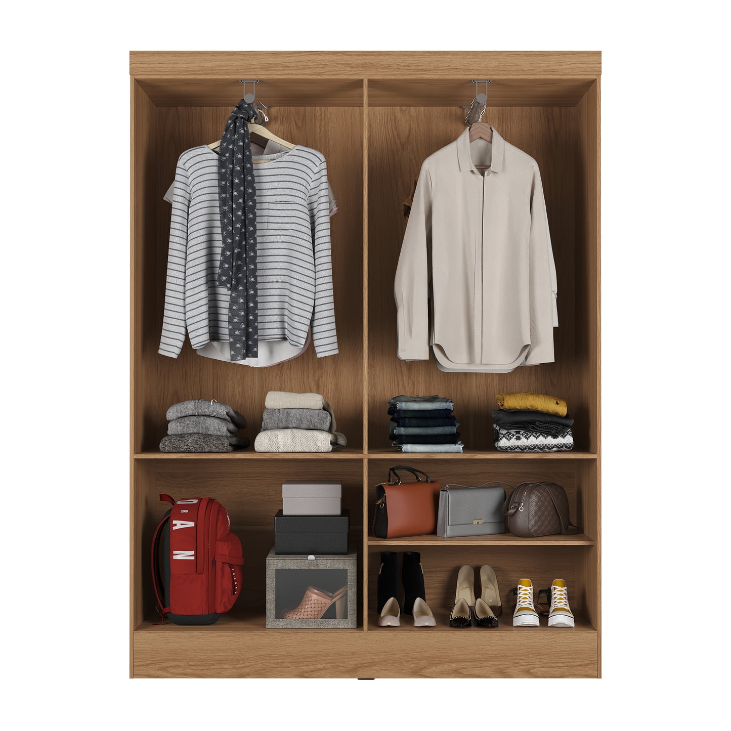 Guarda-Roupa Solteiro 4 Portas Jacob 135 cm - Carvalho c/ Off White