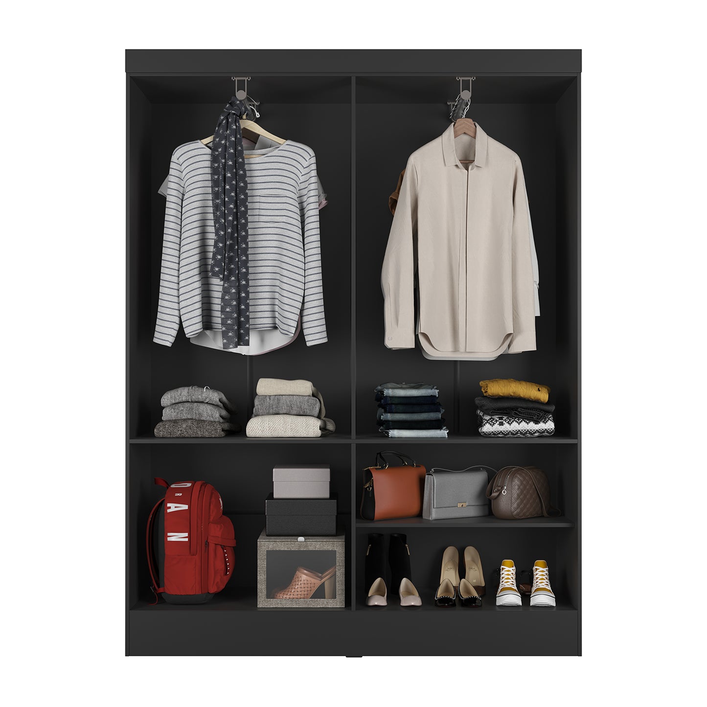 Guarda-Roupa Solteiro 4 Portas Jacob 135 cm - Preto