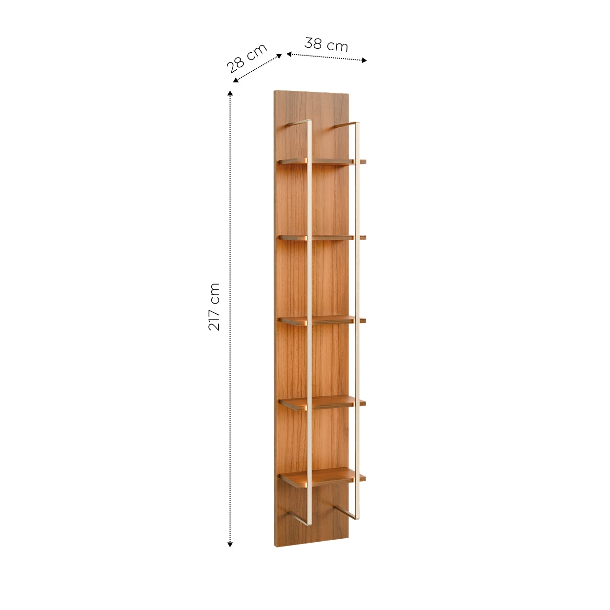 Módulo 5 Prateleiras com LED Neon Float 38cm - Canella c/ Champanhe
