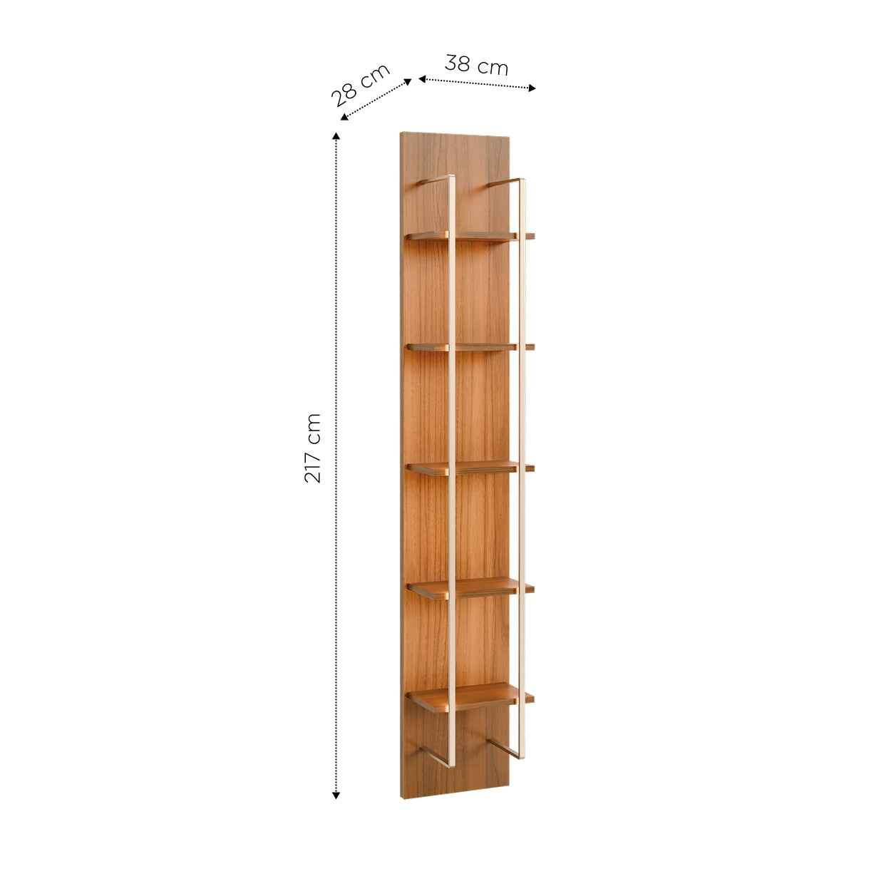 Módulo 5 Prateleiras com LED Neon Float 38cm - Canella c/ Champanhe