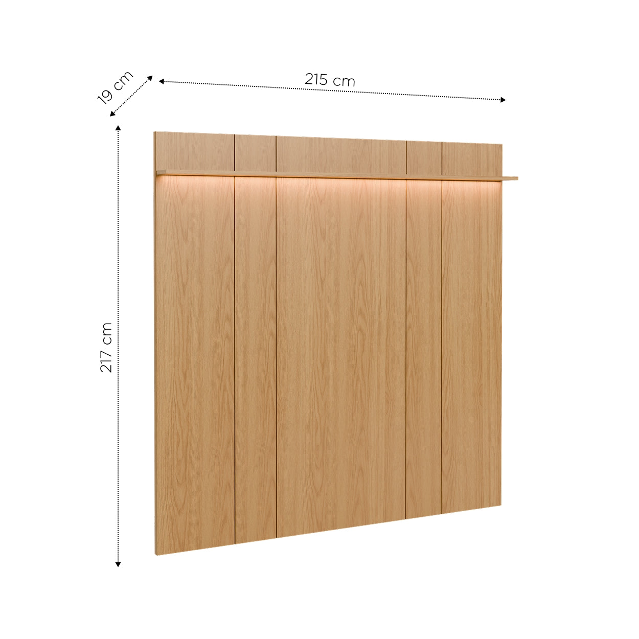 Painel para TV Até 85” com Prateleira e LED Neon Float 215 cm - Carvalho