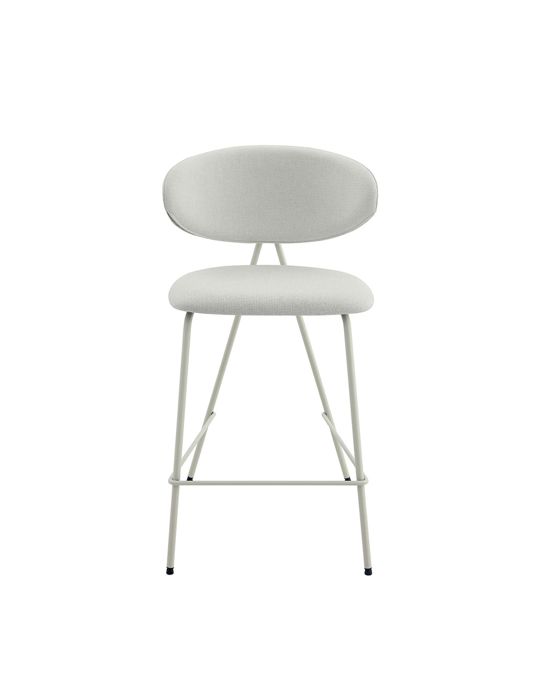 Banqueta Alta de Aço Estofada Elora - Off White