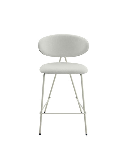Banqueta Alta de Aço Estofada Elora - Off White