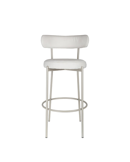 Banqueta Alta de Aço Estofada Olyra - Off White