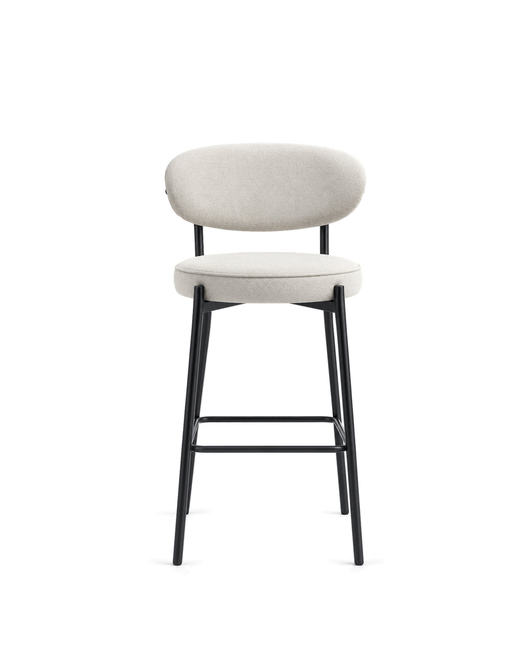 Banqueta Alta de Aço Estofada Oryn - Off White