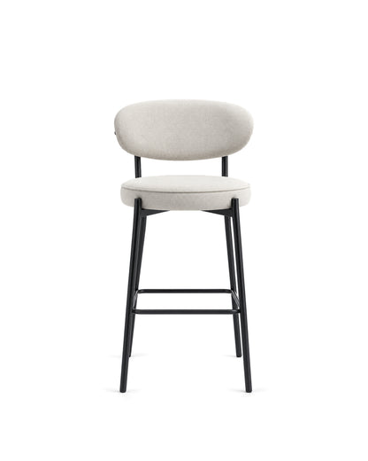 Banqueta Alta de Aço Estofada Oryn - Off White