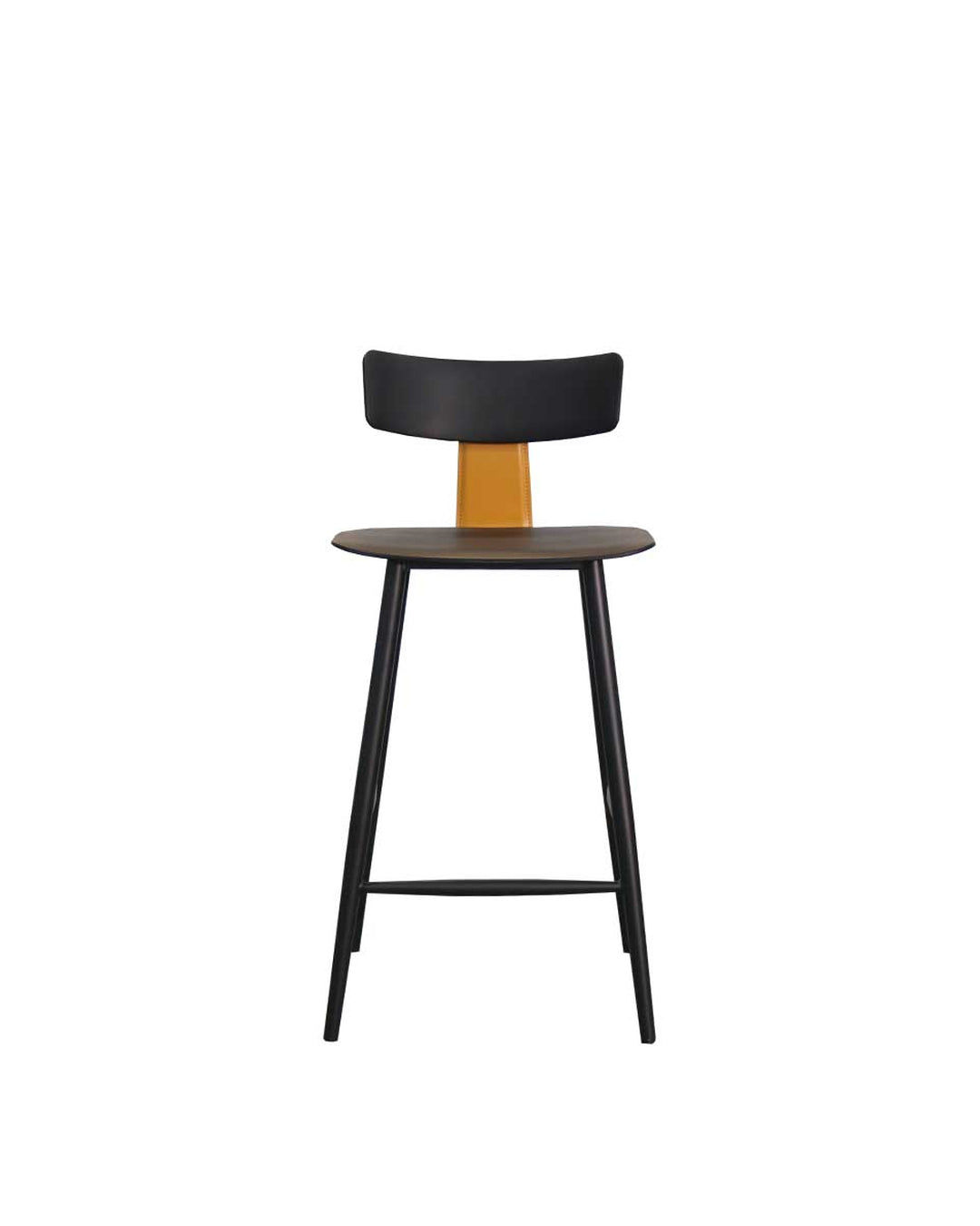 Banqueta Baixa de Aço Estofada Évoa - Preto e Caramelo