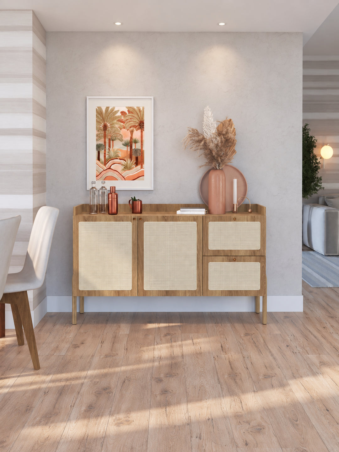 Buffet 2 Portas 2 Gavetas Palhinha Urdi  139 cm - Mel