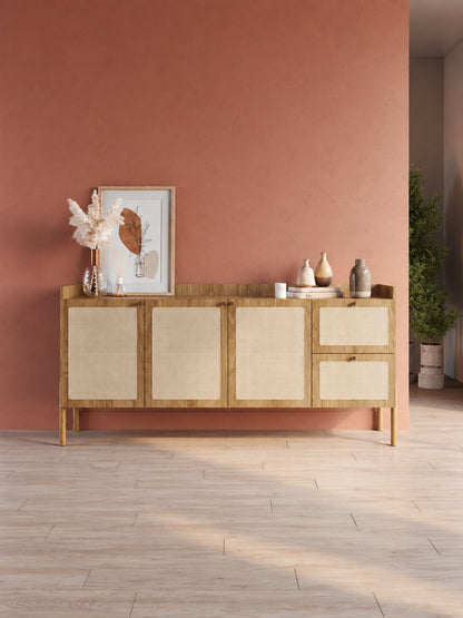 Buffet 3 Portas 2 Gavetas Palhinha Urdi 180 cm - Mel