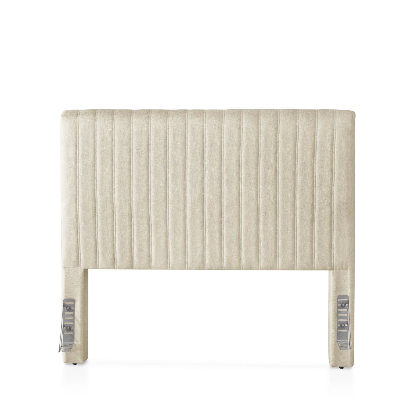 Cabeceira King Estofada Elara Canelada 193 cm - Linho Off White