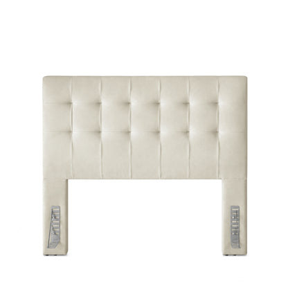 Cabeceira Queen Estofada Serena Capitonê 160 cm - Linho Off White