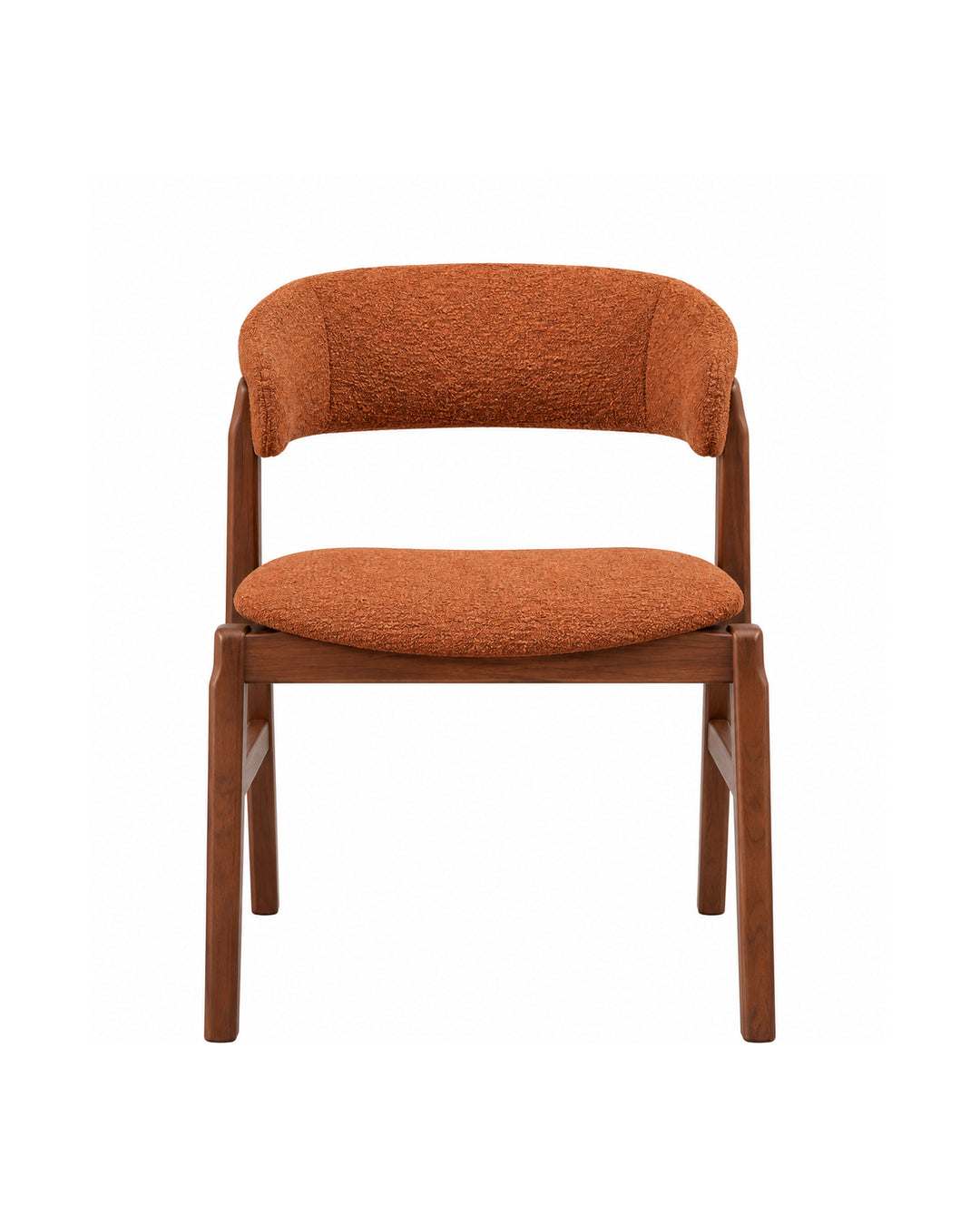 Cadeira de Madeira Maciça Estofada Loran - Natural c/ Boucle Terracota