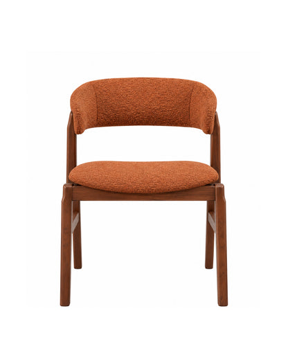Cadeira de Madeira Maciça Estofada Loran - Natural c/ Boucle Terracota