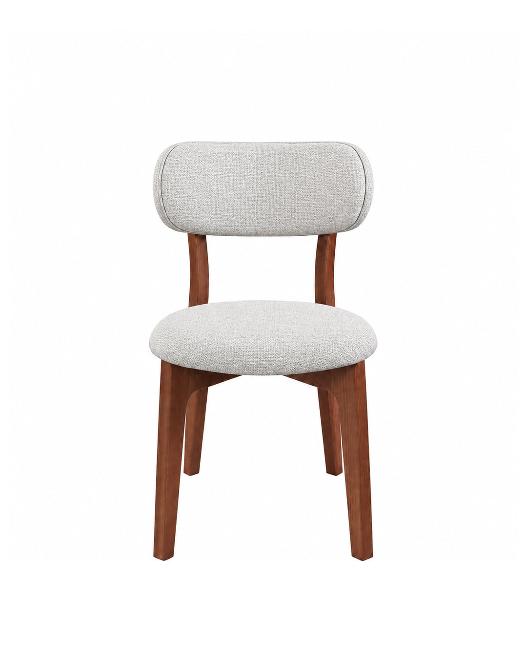 Cadeira de Madeira Maciça Estofada Elvor - Natural c/ Linho Off White
