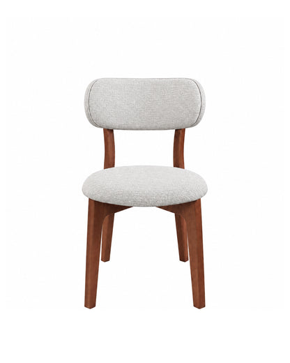 Cadeira de Madeira Maciça Estofada Elvor - Natural c/ Linho Off White