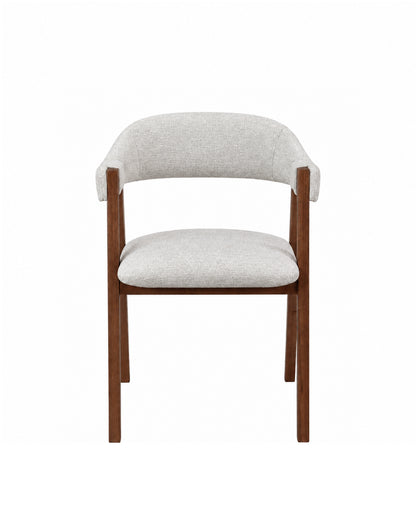 Cadeira de Madeira Maciça Estofada Tavora - Natural c/  Linho Off White