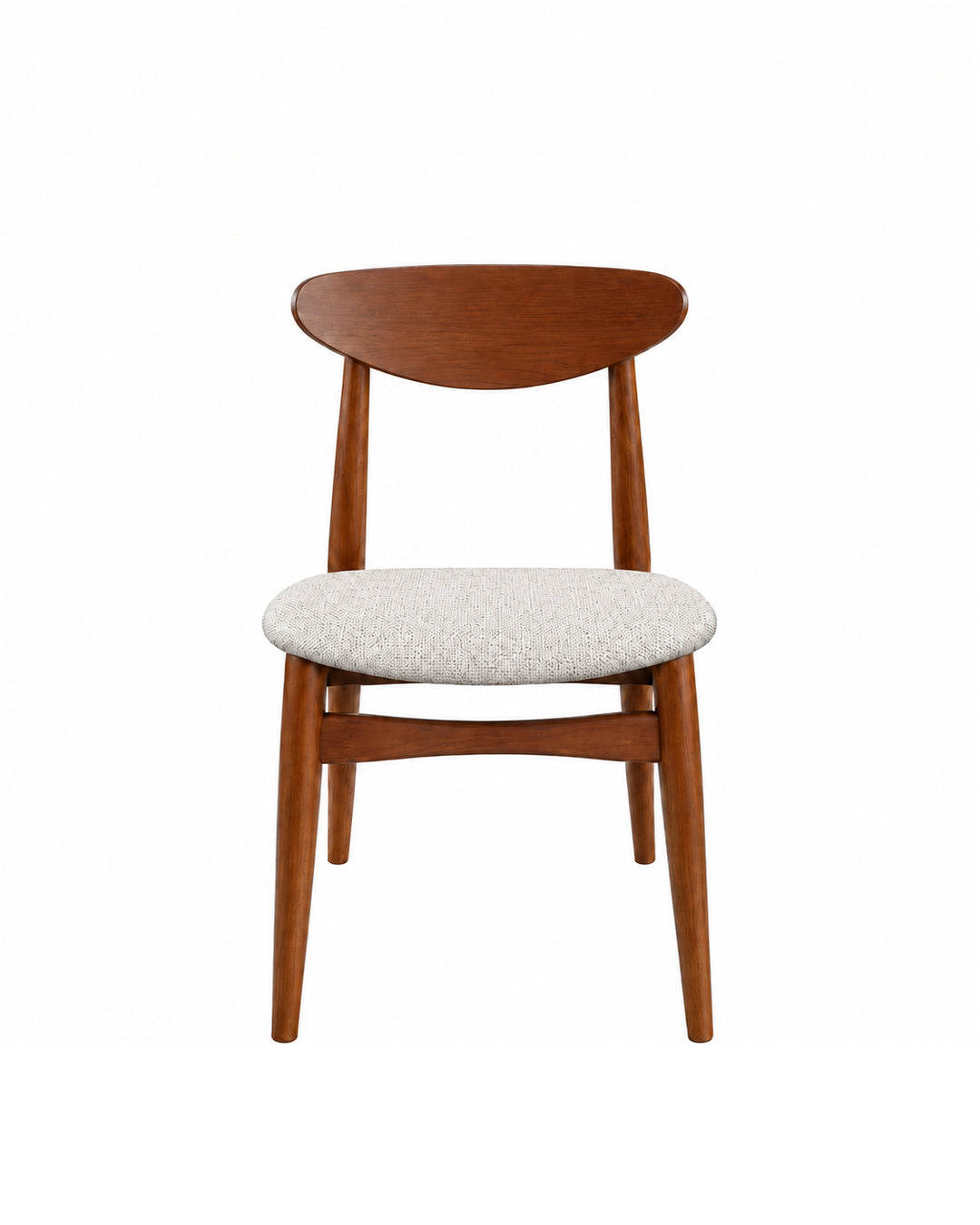 Cadeira de Madeira Maciça Estofada Stellan - Natural c/ Linho Off White