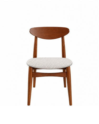 Cadeira de Madeira Maciça Estofada Stellan - Natural c/ Linho Off White