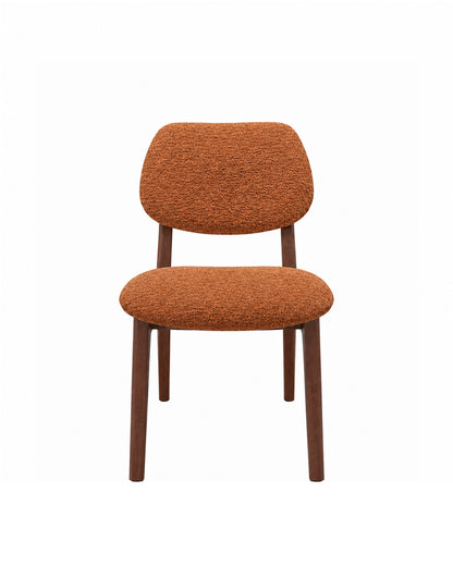 Cadeira de Madeira Maciça Estofada Nilo - Natural c/ Boucle Terracota