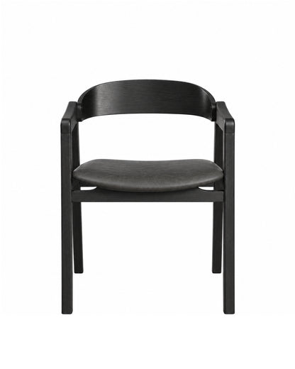 Cadeira de Madeira Maciça Estofada Eron - Preto c/ PU Preto