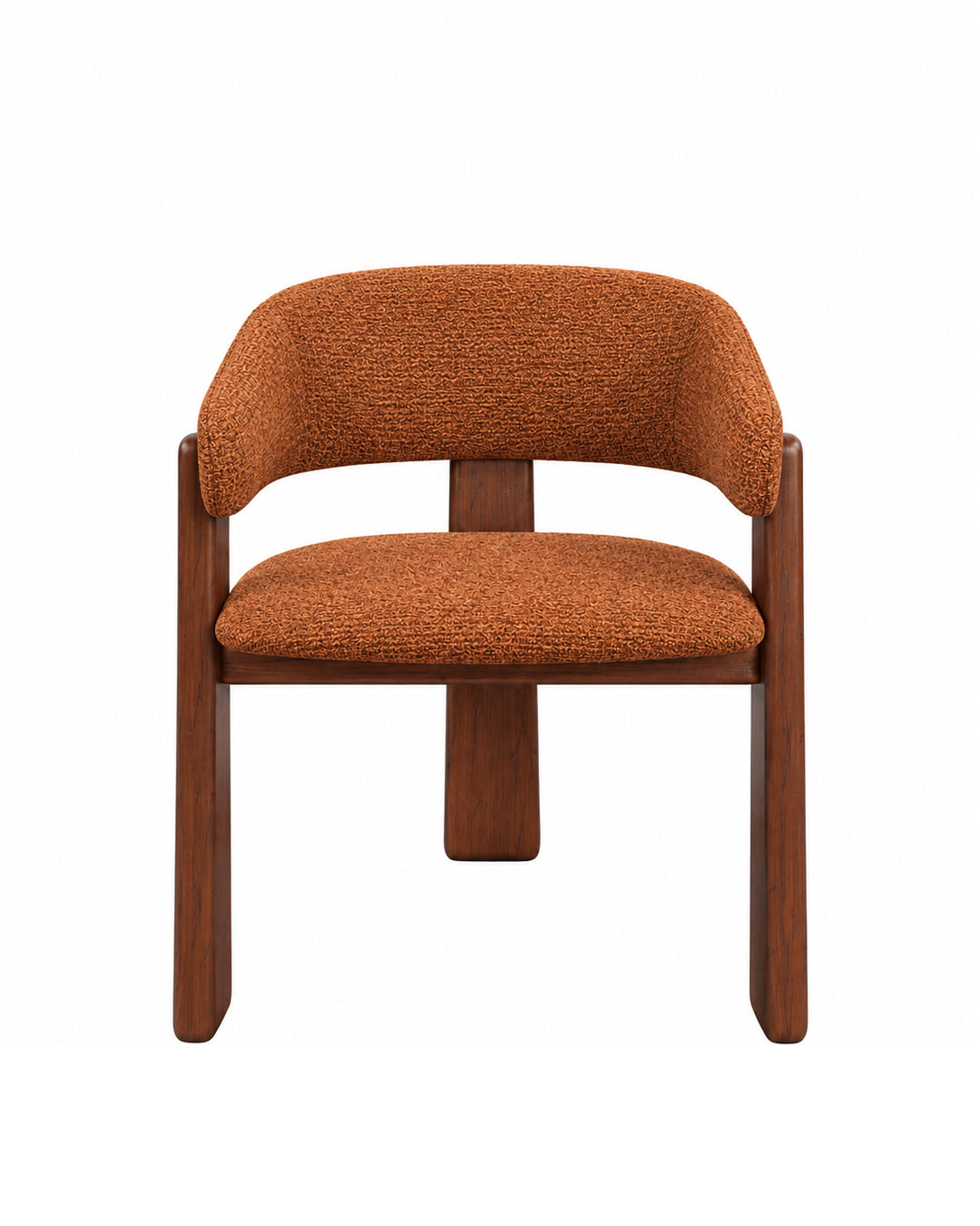 Cadeira de Madeira Maciça Estofada Lunea - Natural c/ Boucle Terracota