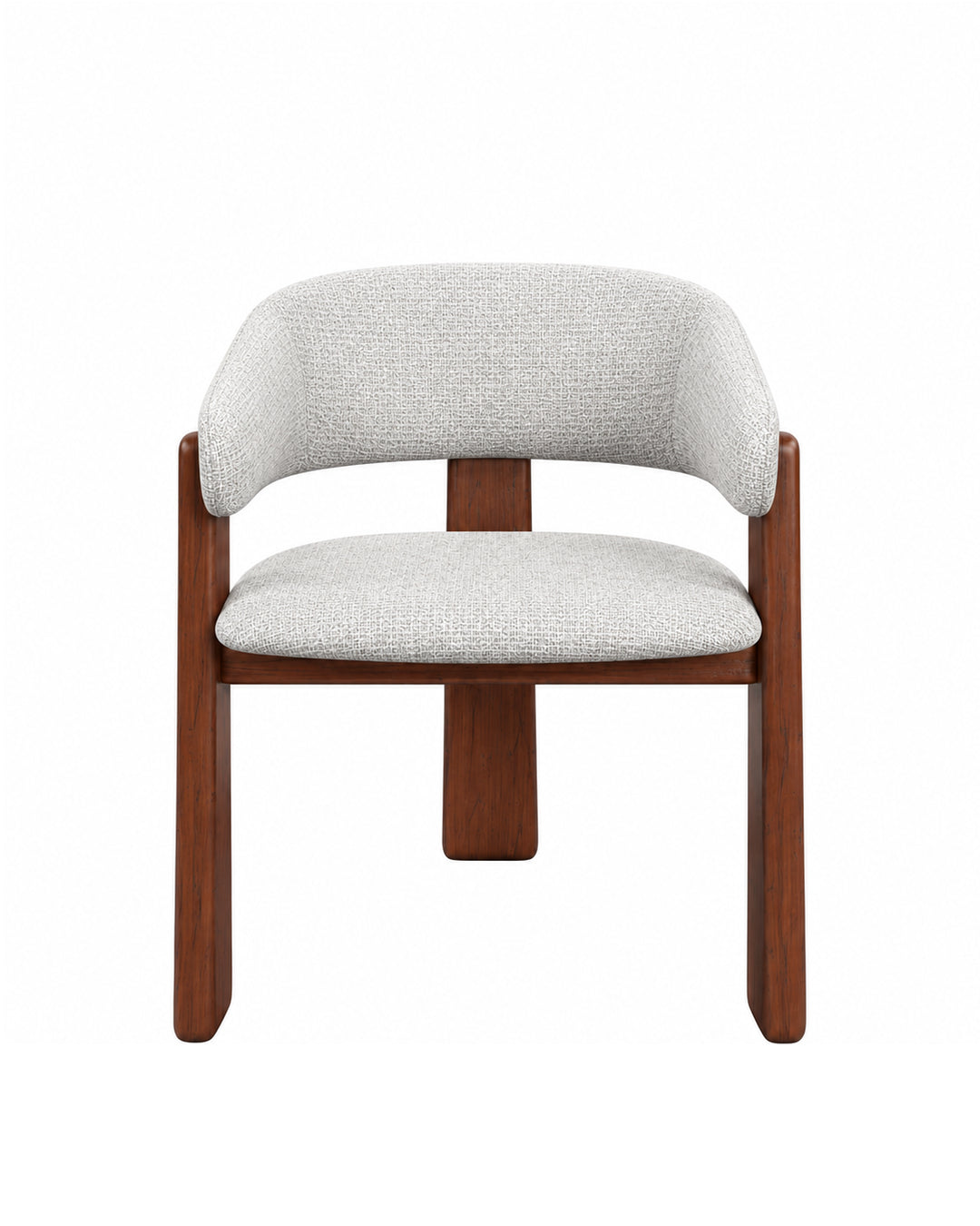 Cadeira de Madeira Maciça Estofada Lunea - Natural c/ Linho Off White