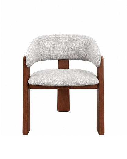 Cadeira de Madeira Maciça Estofada Lunea - Natural c/ Linho Off White