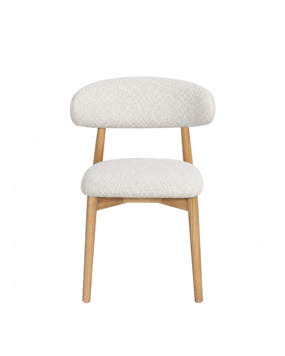 Cadeira de Madeira Maciça Estofada Orven - Natural c/ Boucle Branco