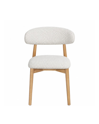 Cadeira de Madeira Maciça Estofada Orven - Natural c/ Boucle Branco