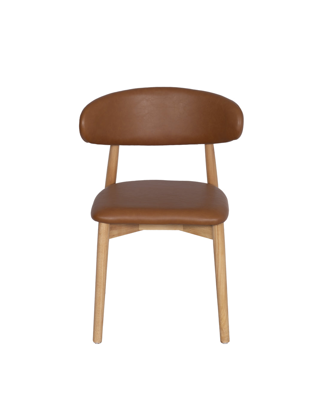 Cadeira de Madeira Maciça Estofada Orven - Natural c/ PU Caramelo