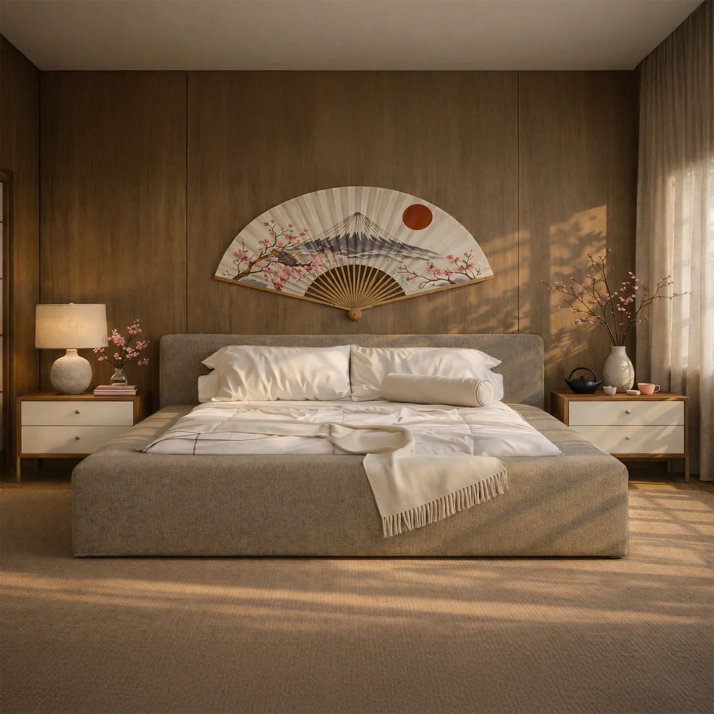 Cama Estofada King com Cabeceira Nora - Linho Fendi