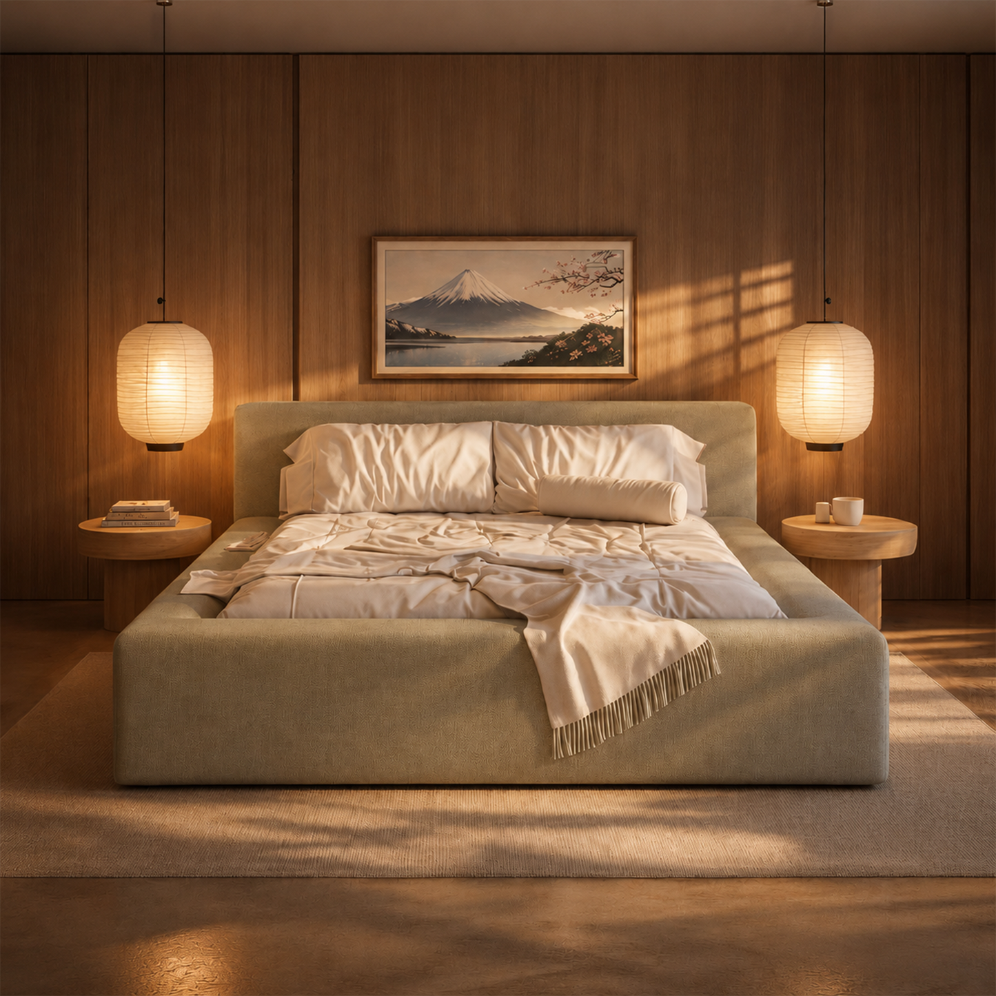Cama Estofada Queen com Cabeceira Nora - Linho Fendi