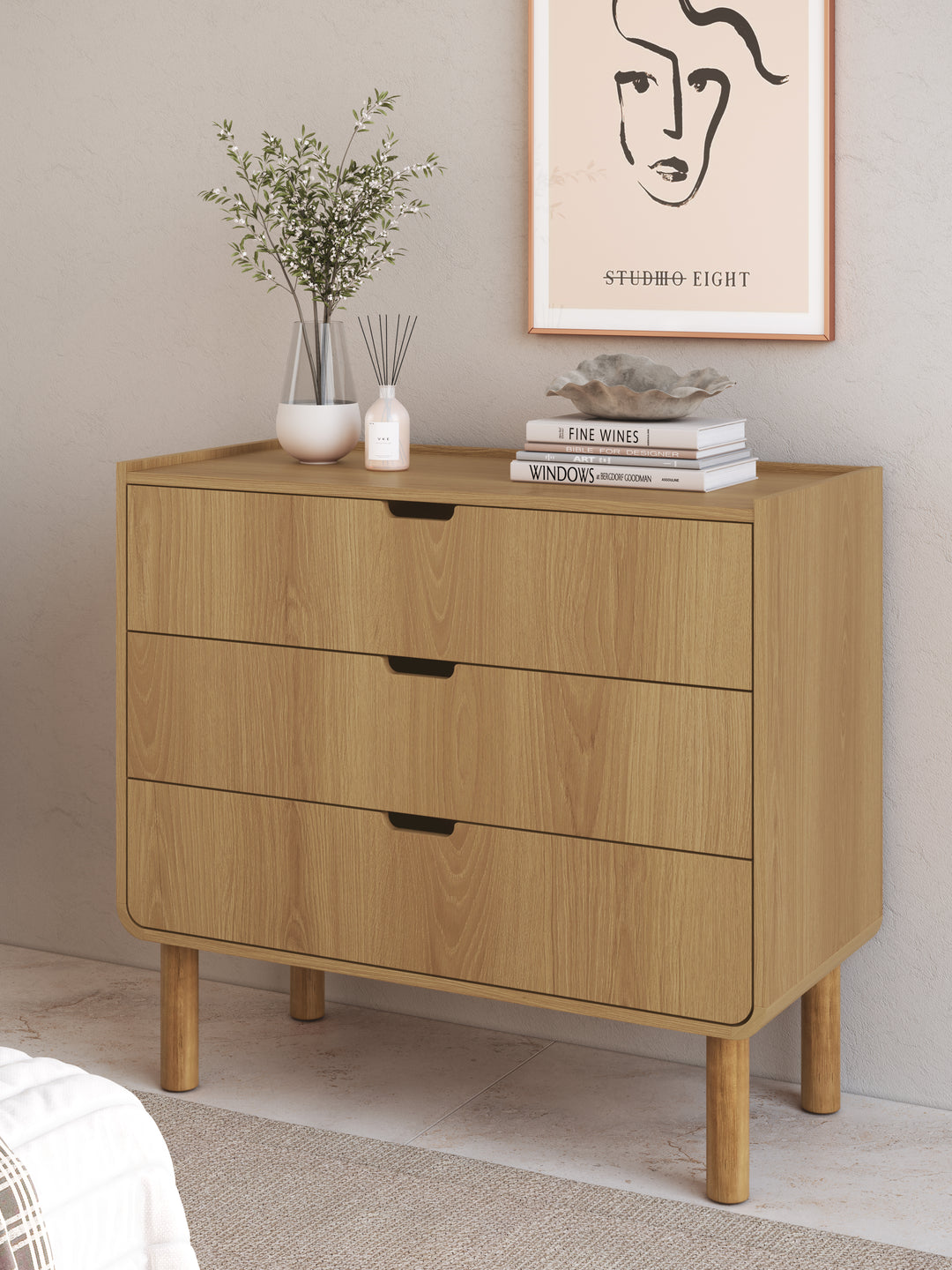 Cômoda Orgânica 3 Gavetas Yume 90 cm - Mel