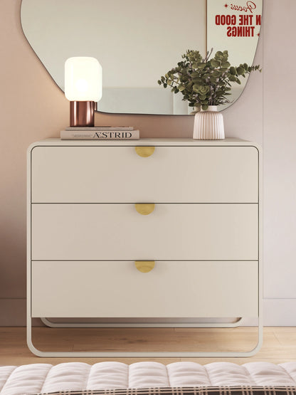 Cômoda Orgânica 3 Gavetas com Pés em Aço Dunna 90 cm - Off-White Fosco
