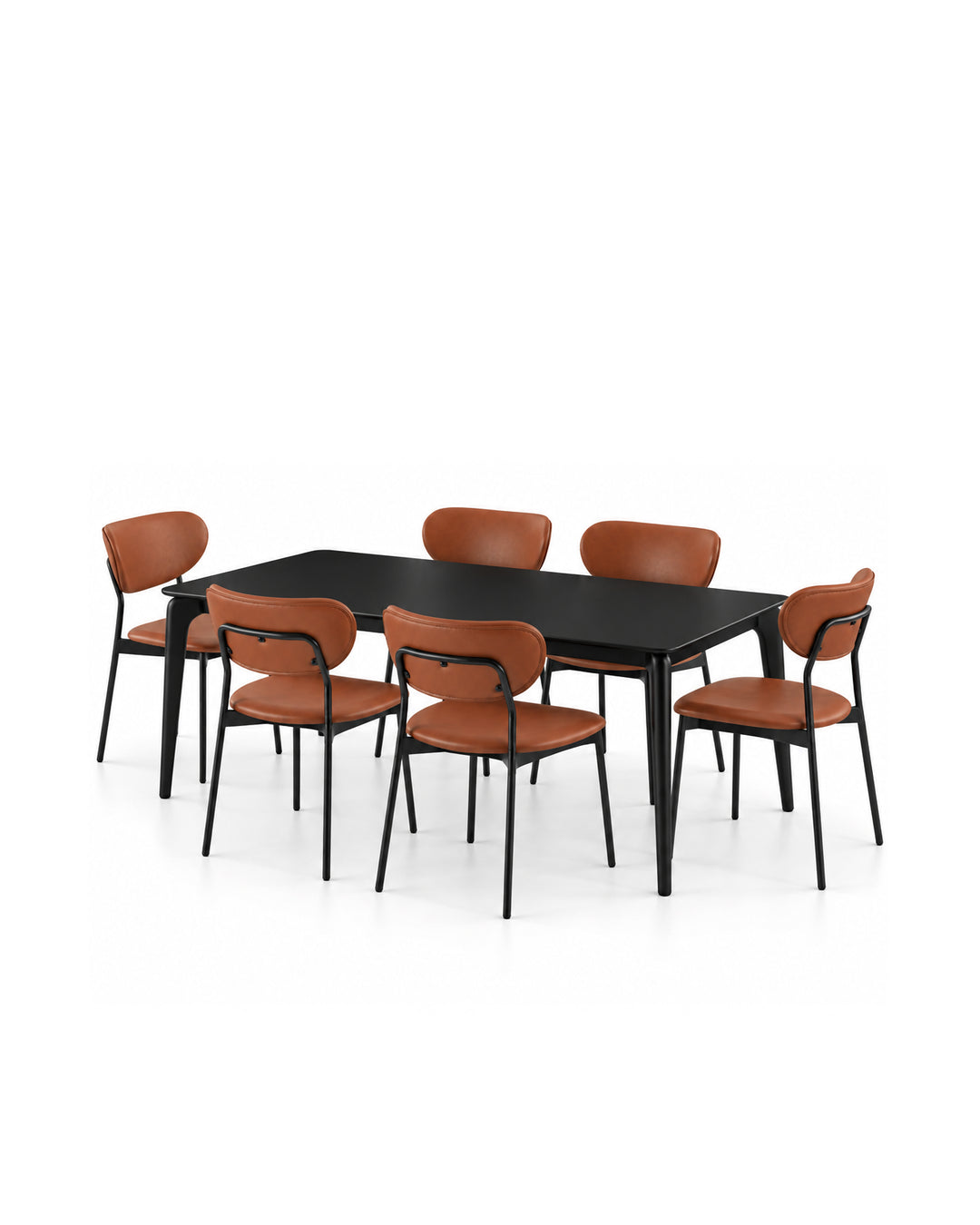 Conjunto de Jantar Mesa Olive 6 Cadeiras Aven – Preto c/ Caramelo