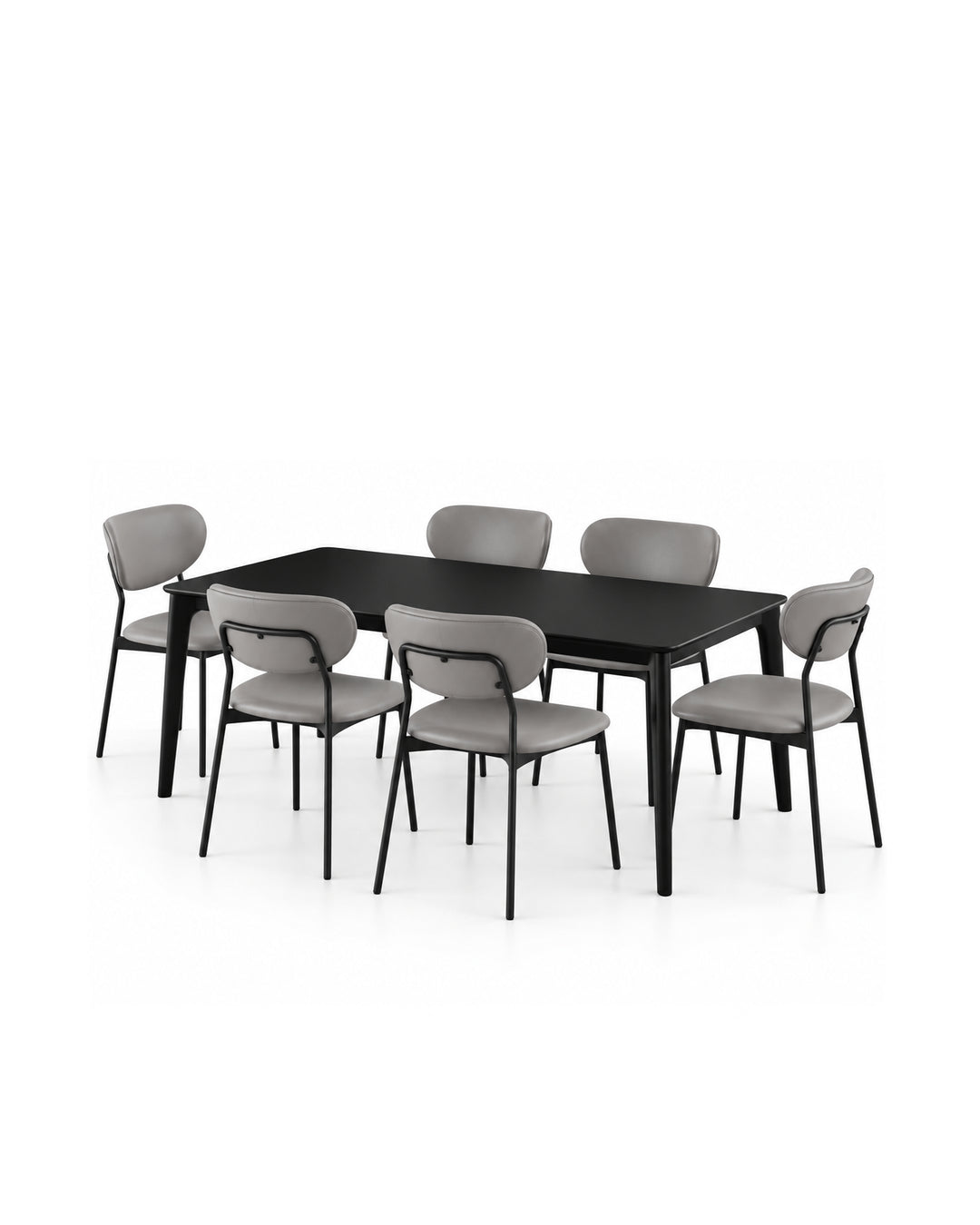 Conjunto de Jantar Mesa Olive 6 Cadeiras Oryn – Preto c/ Cinza